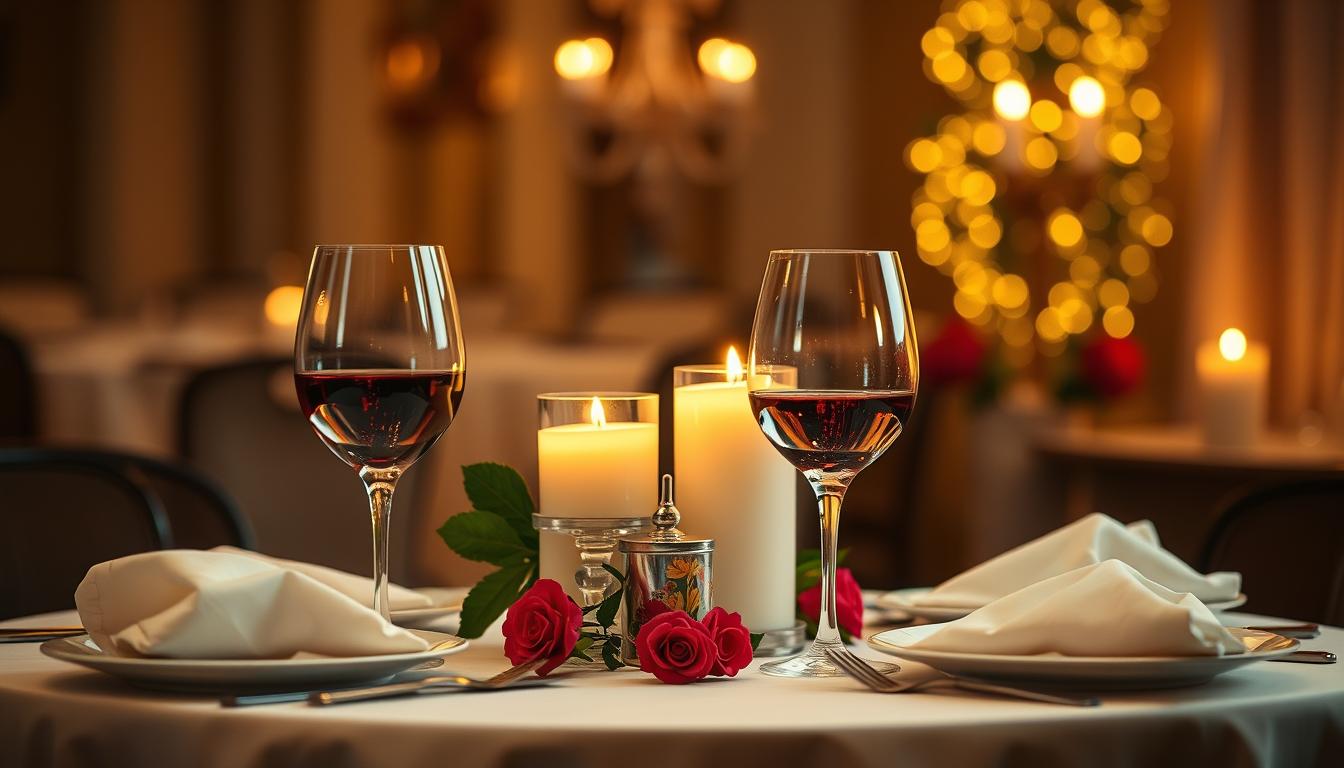 Romantic dinner setting with Romantic Rose Air Freshener creating ambiance