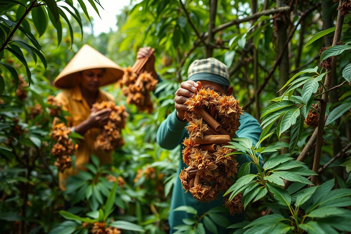 Sri Lankan cinnamon being harvested for air freshener production