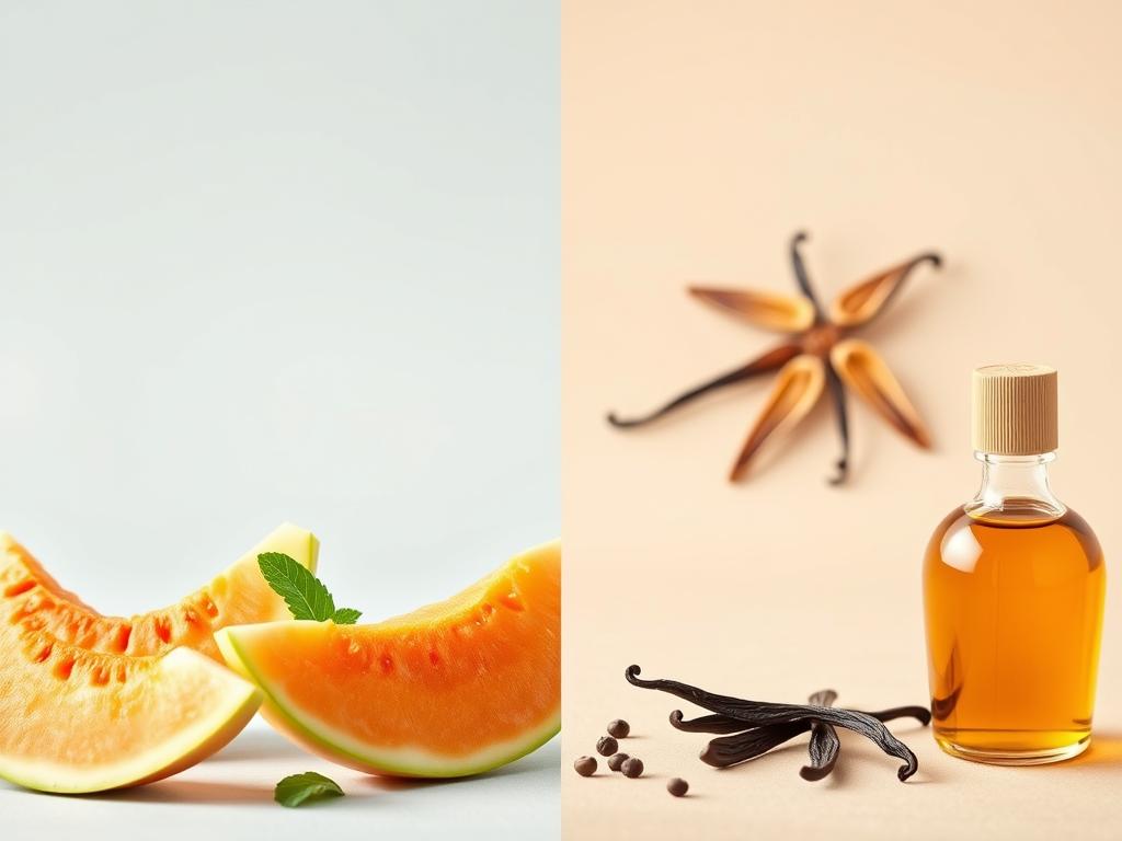 Visual representation of melon and vanilla scent balance